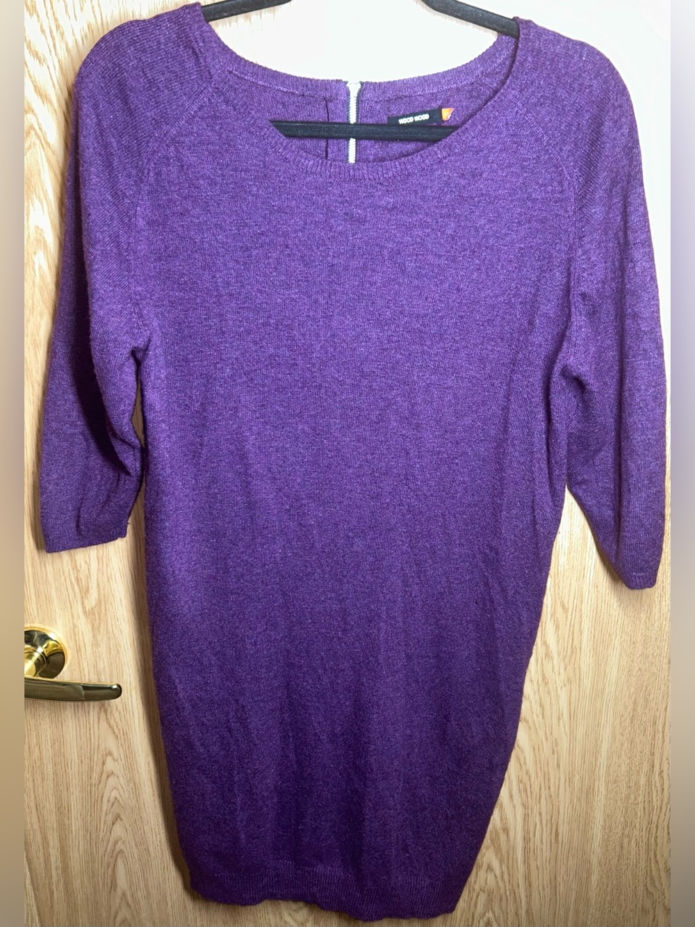 Wood Wood Women’s Size XS Deep Purple Wool & Cashmere Blend Zip-Back Knit Dress